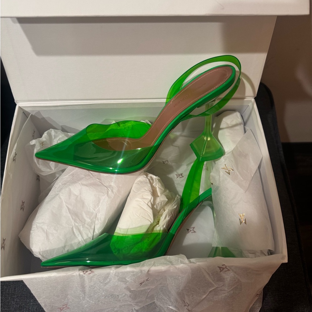 Amina Muaddi Vibrant Green Heels